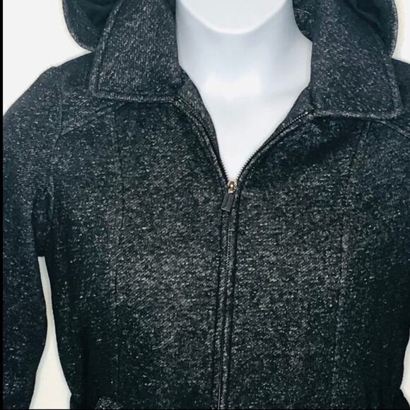 Jones New York Belted Pea Coat Jacket Size Small Charcoal Fabric Coat with Hood - Picture 4 of 16